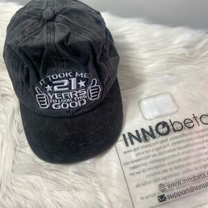 Black Cap with Embroidered Design